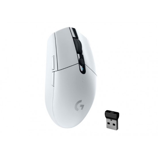 Мишка, Logitech G304 LIGHTSPEED 12K сензор, лек, 250 часа живот на батерията, вградена памет, PC Mac - БялКомпютърни мишки