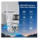 Водоустойчива камера BeSmart, ICSee, 6MP, Двойна, WIFI IP FULL HD, БялаКамери за видеонаблюдение за външен монтаж