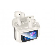 Безжични слушалки, In-Ear Buds TWS, калъф с тъчскрийн LED, до 7 часа автономност, ANC+ENC шумопотискане, BT 5.4, бели (EQ21)