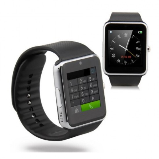 Смарт часовник Smart Wear GT08, слот за сим карта и мемори карта, камера, bluetooth, Сребрист Мъжки Смарт Часовници