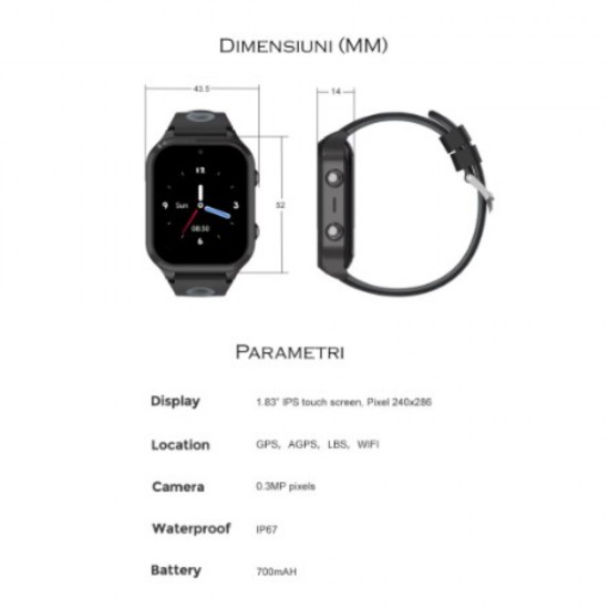 Детски GPS смарт часовник BeSmart LT56, GPS наблюдение, WIFI, 1.83", HD камера, видео разговори, SOS бутон, училищен режим, GeoFence, шпионско наблюдение, 2 каишки, връзка за връзка, ЛилавBlack Friday