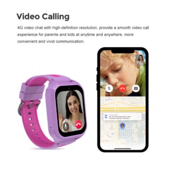 Детски GPS смарт часовник BeSmart LT56, GPS наблюдение, WIFI, 1.83", HD камера, видео разговори, SOS бутон, училищен режим, GeoFence, шпионско наблюдение, 2 каишки, връзка за връзка, ЛилавBlack Friday