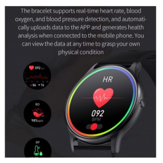 Смарт часовник BeSmart Y66 Pro, Водоустойчив IP68, 1.28 инчов HD Full touch control, Резолюция 240*240 пиксела, Батерия 160mAh, ЧеренBlack Friday