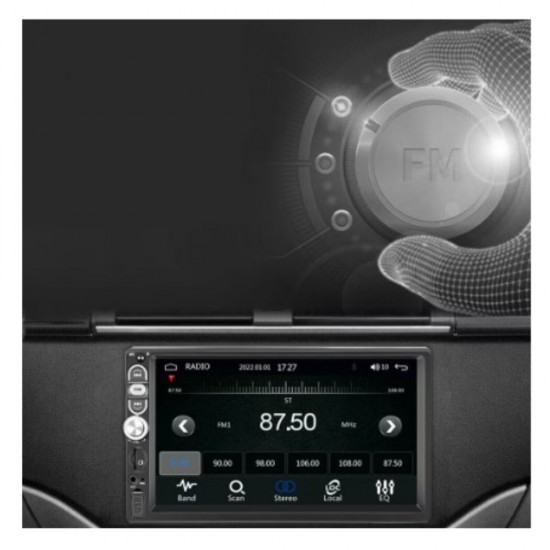 Мултимедия BeSmart, модел 7039B, 1 DIN Радио За Кола, 7 Инча, Bluetooth, Carplay, Многоцветен, CD, DVD плеъри за кола