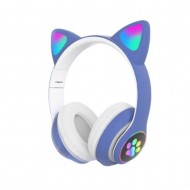 Слушалки CAT, Светещи, BT5.0, Микрофон, AUX IN, TF, MP3 плейър, Цветни LED светлини, Сини