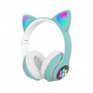 Слушалки CAT, Светещи, BT5.0, Микрофон, AUX IN, TF, MP3 плейър, Цветни LED светлини, Зелен