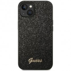Калъф Guess PC/TPU Glitter Flakes Metal Logo, За iPhone 14 Pro, Черен