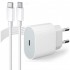 BeSmart 20w– комплект съвместим с Apple, iPhone и iPad, USB-C адаптер 20W с Lightning кабел, бял, 2 в 1