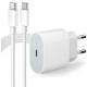 Комплект съвместим с Apple, iPad, iPhone, Adapter, USB-C, Lightning, 20W, 2 в 1: Зарядно, КабелЗарядни устройства за смарт телефони