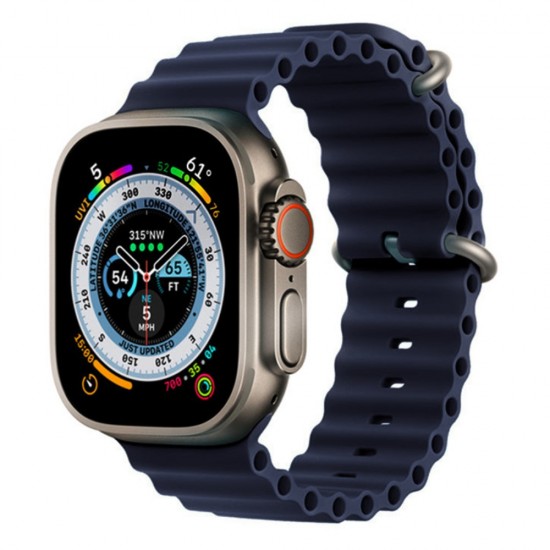 Каишка за Apple watch релеф 42-49мм тъмно син Аксесоари за Smartwatch