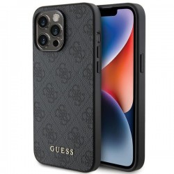 Калъф, Съвместим с iPhone 15 Pro Max, GUESS, TPU, Сив/черен