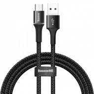 Кабел Baseus Cafule, Плетен, USB, USB-C, QC3.0, 3A, 1m, черен