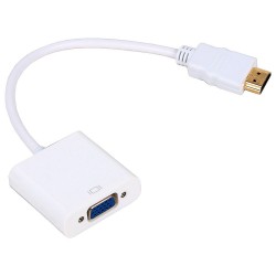 Преходник HDMI M - VGA F, 0.15м, Бял