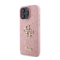Защитен калъф Guess Fixed Glitter 4G Metal Logo за iPhone 16 Pro Max, розов