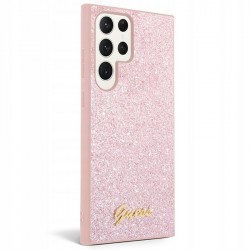 Калъф Guess, съвместим със Samsung Galaxy S24 Ultra, Glitter Script, розов