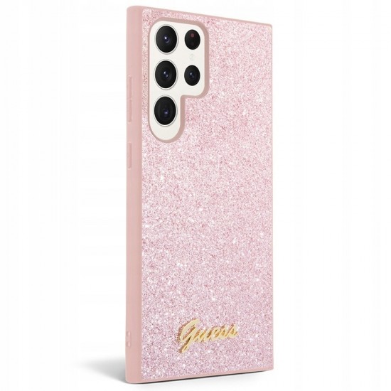 Калъф Guess, съвместим със Samsung Galaxy S24 Ultra, Glitter Script, розов