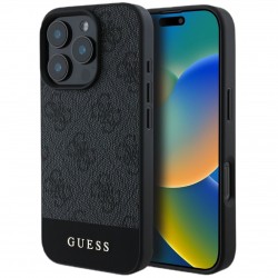Защитен калъф Guess 4G Stripe за iPhone 16 Pro, сив