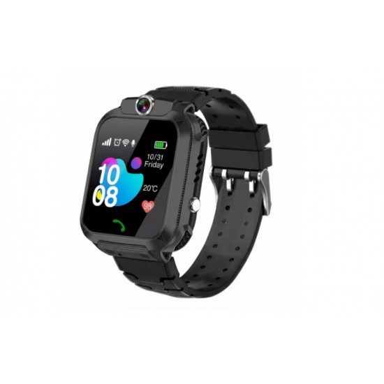 Детски смарт часовник BeSmart Q12, Сим карта и камера, LBS Tracking, Водоустойчив, ЧеренBlack Friday