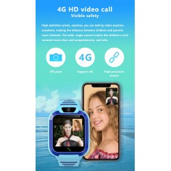 Ceas inteligent GPS 4G pentru copii BeSmart DH11, albastru, cu localizare GPS, Wi‑Fi, buton SOS, cameră frontală și funcție de telefon