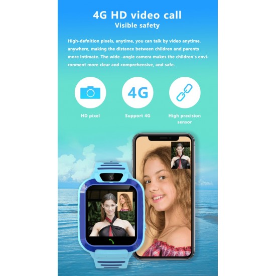 Детски GPS 4G смарт часовник BeSmart, DH11, с GPS локация, WIFI, SOS бутон, предна камера, функция за телефон, шпионски мониторинг, синBlack Friday