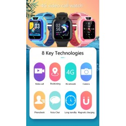 Ceas inteligent GPS 4G pentru copii BeSmart DH11, albastru, cu localizare GPS, Wi‑Fi, buton SOS, cameră frontală și funcție de telefon