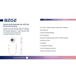 BeSmart 19394 USB-C към 3,5 мм аудио адаптер с DAC, функция за разговори, 12 cm, сив