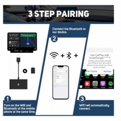 BeSmart 1492 – Безжичен CarPlay адаптер за iPhone, WiFi 5 GHz, автоматично свързване, Plug and Play, черен