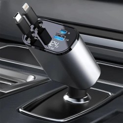 BeSmart 100W Retractable, Super Fast Charge, 4 в 1, Universal, Type-C + Lightning, USB, съвместимо със Samsung и iPhone
