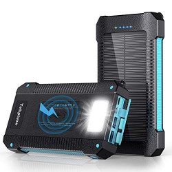 BeSmart 19655 – Външна соларна батерия, 30 000 mAh, с LED фенерче, водоустойчива, черна
