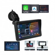 BeSmart 19687 – Multimedia auto, de 7 inch, cu Apple CarPlay și Android Auto, cu suport pentru parbriz, neagră