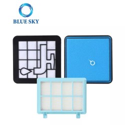 BeSmart BESMARTVACACC25 – комплект от 3 филтъра за прахосмукачка, съвместим с PHILIPS FC9331/09, черен/син