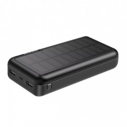 BeSmart 19761 baterie solară externă, 30000 mAh, 10W, 2x USB-A, Micro USB și Type-C, ABS, neagră
