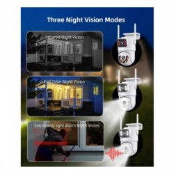 BeSmart 13981 водоустойчива двойна Wi‑Fi IP камера 6MP с iCSee, Full HD, бяла