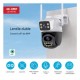 Камера за видеонаблюдение BeSmart, Двойна, 8MP, Инфрачервено нощно виждане, Ultra HD 4K, 5X увеличение, Ротация, LED светлини, Двупосочна комуникация, Сензор за движение, Черен/БялКамери за видеонаблюдение за външен монтаж