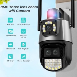 BeSmart 13983 cameră PTZ de supraveghere, 8MP, 3LENS 8MP ADD 64G, urmărire automată, vedere nocturnă, mufă EU, neagră