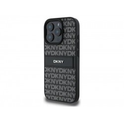 DKNY PU Leather Repeat Pattern Tonal Stripe Case за iPhone 16 Pro Black