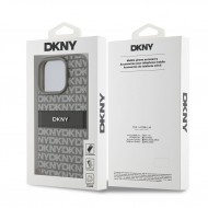DKNY PU Leather Repeat Pattern Tonal Stripe Case for iPhone 16 Pro Beige – защитен калъф