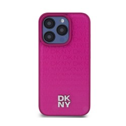 DKNY PU Leather Repeat Pattern Stack Logo MagSafe Case за iPhone 15 Pro Pink