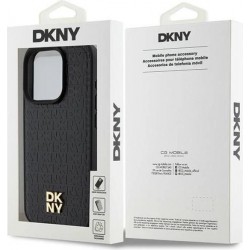 DKNY PU Leather Repeat Pattern Stack Logo MagSafe Case за iPhone 15 Pro Black