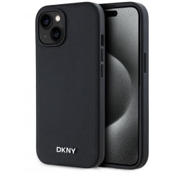 DKNY PU Leather Silver Metal Logo Magsafe Case for iPhone 15 Black – защитен калъф за iPhone 15