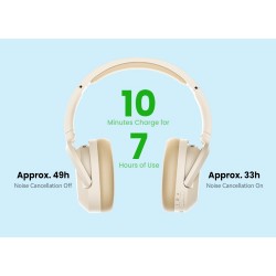 EDIFIER W820NB PLUS-IV căști wireless cu anulare activă a zgomotului, Hi-Res Audio și LDAC, culoare Ivory