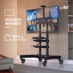 ONKRON TS1881-B suport mobil de podea pentru televizor sau afișaj interactiv, 50–86″, VESA până la 800×500 mm, negru
