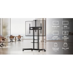 ONKRON TS1871-B suport mobil pentru televizor de 55–90″, până la 75 kg, VESA 200×200–800×600