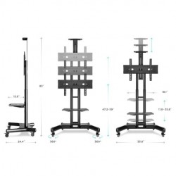 ONKRON TS1551-B suport mobil pentru televizor și display-uri profesionale de 40–70″, negru