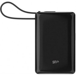 Silicon Power SP10KMAPBKCP101K CP10 преносима батерия 10 000 mAh с вграден USB-C кабел, USB-A и USB-C, 20 W