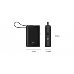 Silicon Power SP10KMAPBKCP101K CP10 преносима батерия 10 000 mAh с вграден USB-C кабел, USB-A и USB-C, 20 W