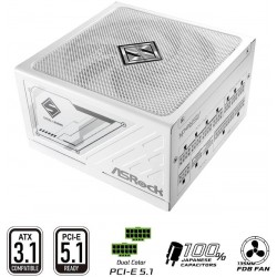 ASRock SL-1200GW Steel Legend 1200W 80 PLUS Gold модулно захранване, бяло