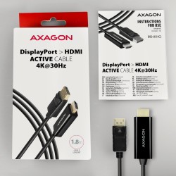 AXAGON RVD-HI14C2 cablu activ DisplayPort la HDMI, 1,8 m, 4K la 30 Hz