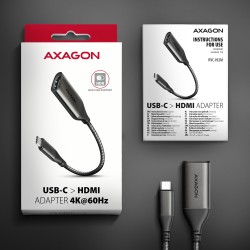 AXAGON RVC-HI2M adaptor USB-C la HDMI 2.0a, 4K/60 Hz, HDR10, 25 cm