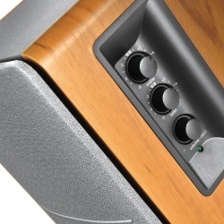 Edifier R1280DBS-BR активна 2.0 тонколонна система с Bluetooth, оптичен и коаксиален вход, кафяв корпус